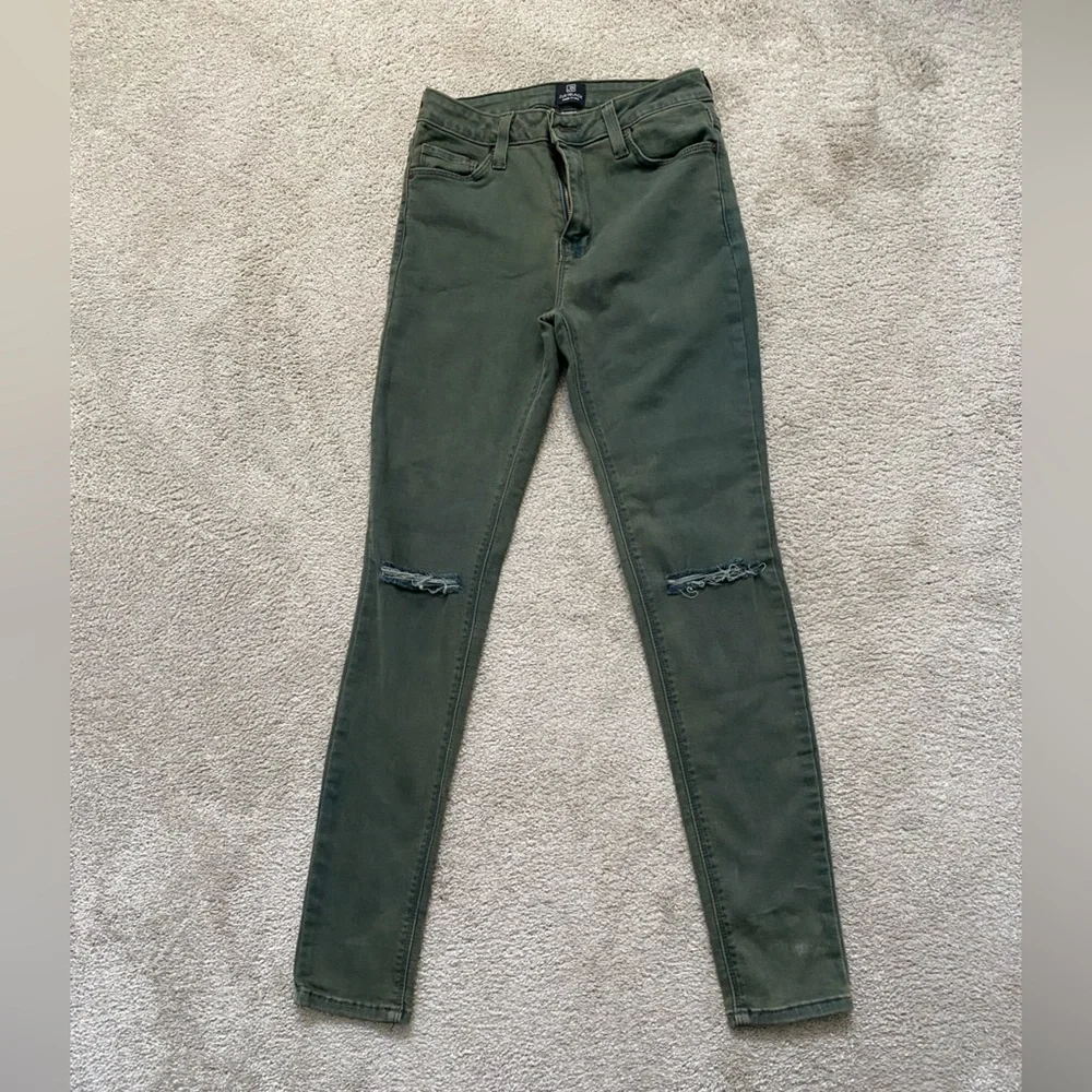 Just Black green gray distressed skinny jeans - Picture 1 of 5